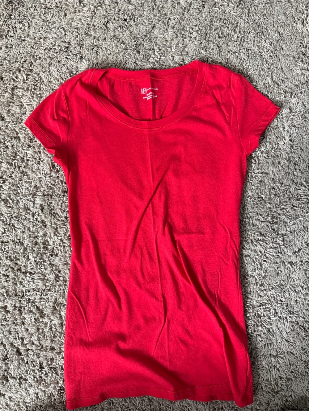 No Boundaries Red Scoop Neck Short Sleeve Tee